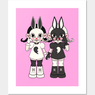 Twins Rabbit Girl Posters and Art